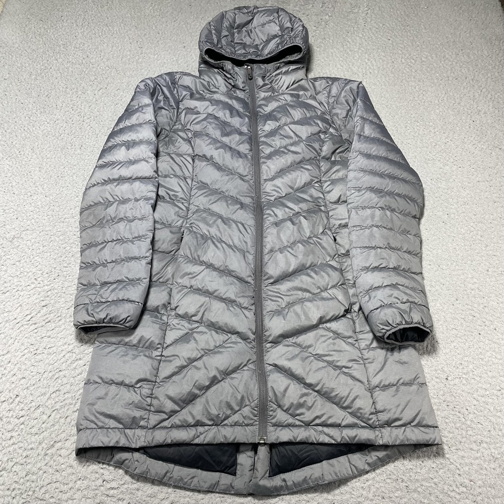 Lole Puffer Coat‎ Womens Small Gray Hooded Down Quilted Long Warm Winter Jacket
